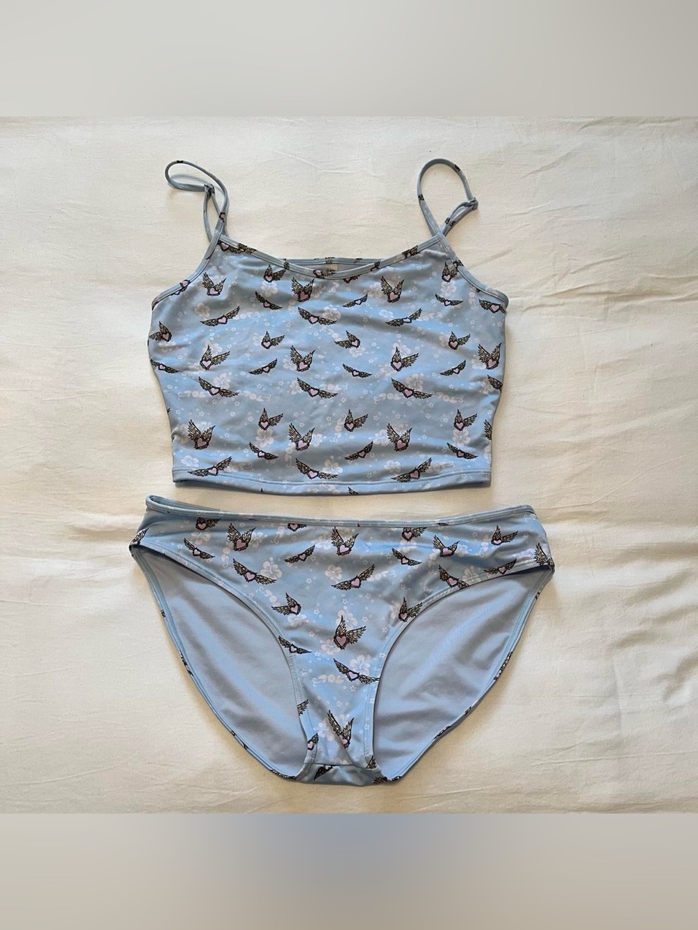 Frankies Bikinis x Victoria's Secret Light Blue Winged Heart Bikini Set Size L